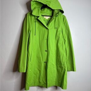 Michael Kors Vibrant Green Hooded Trench Coat